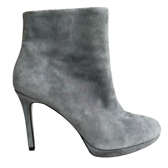 Zara Ankle Bootie Gray Suede Dressy 4" Stiletto Heeled Platform Zips Size 8 - Picture 1 of 12